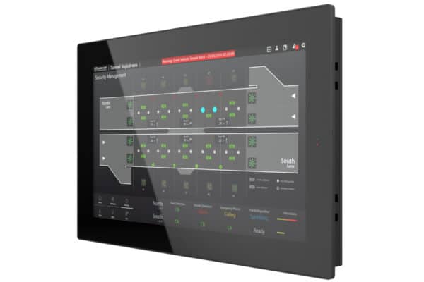 Panel PC industriale standard Elmak PPE 4000 vista frontale alluminio