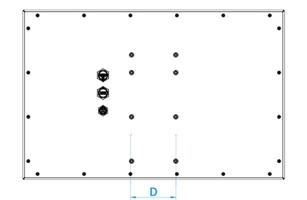 Dimensioni monitor industriale in acciaio inox CME 4000 vista posteriore